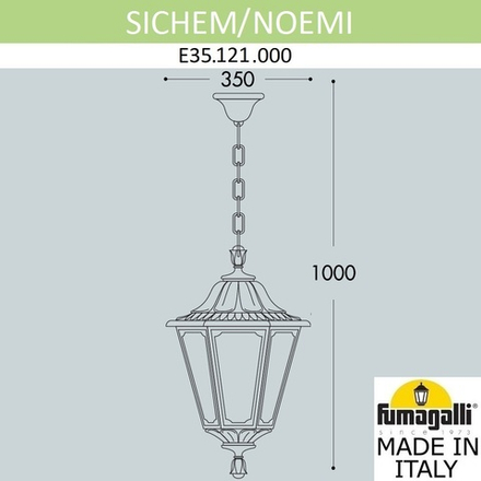 Подвесной уличный светильник FUMAGALLI SICHEM/NOEMI E35.121.000.AYH27