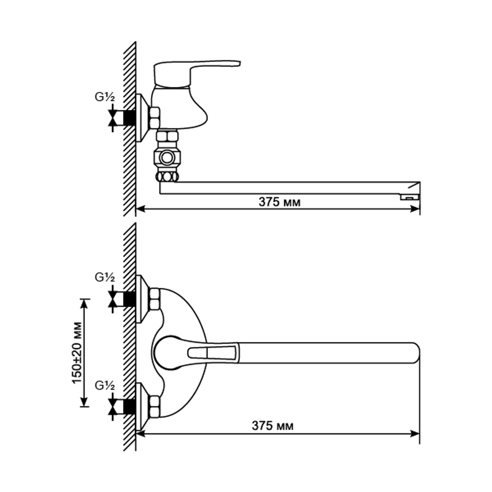 Смеситель для ванны и раковины 40k MIXLINE ML06-02