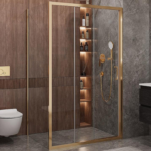 Душевой уголок Cezares Molveno 90x120 AHF-31-120/90-C-BORO-IV стекло прозрачное/профиль золото брашированное