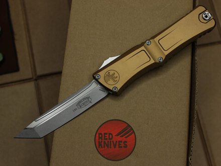 Нож Microtech Troodon 3 T/E Tanto Bronze - рукоять бронзовый алюминий