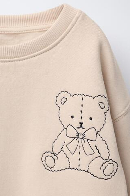 ZARA ТОЛСТОВКА С КОНТРАСТНОЙ ВЫШИВКОЙ, ЭКРЮ