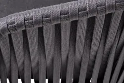 "Бордо" стул плетеный из роупа, каркас алюминий темно-серый (RAL7024) шагрень, роуп серый 15мм, ткань темно-серая 027