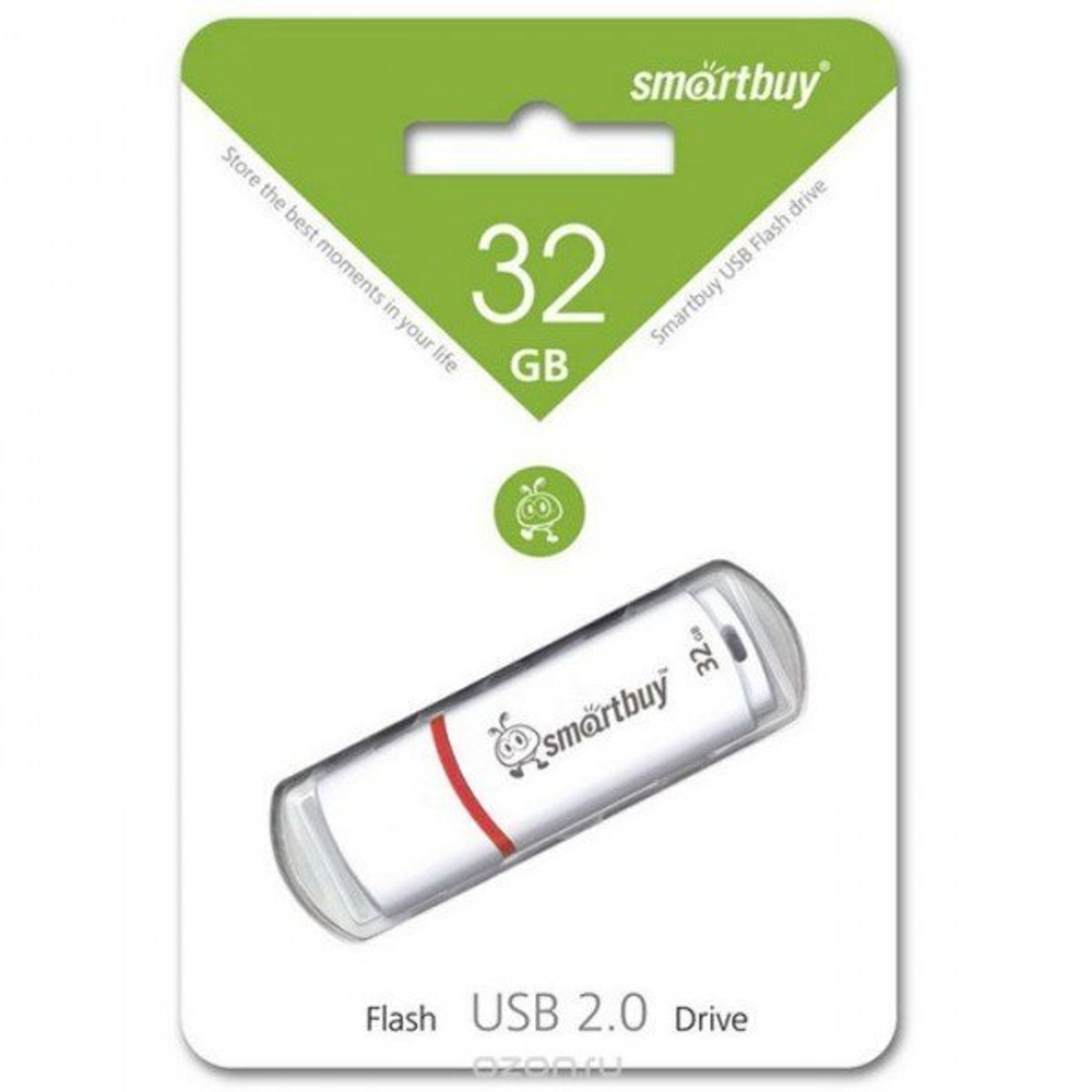 USB Флешка 32GB SmartBuy Glossy series, USB 2.0, белая