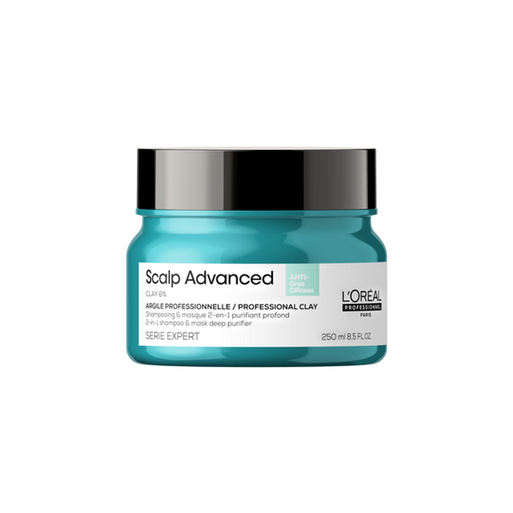 L'Oreal Professionnel Scalp Advanced глубоко очищающий шампунь-маска 2-в-1 для кожи головы, склонной к жирности, 250 мл .