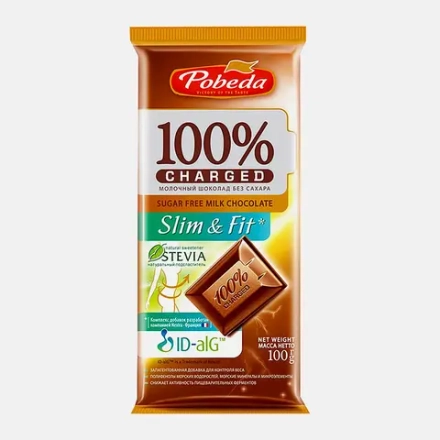 Шоколад Победа Вкуса Charged молочный без сахара 100г