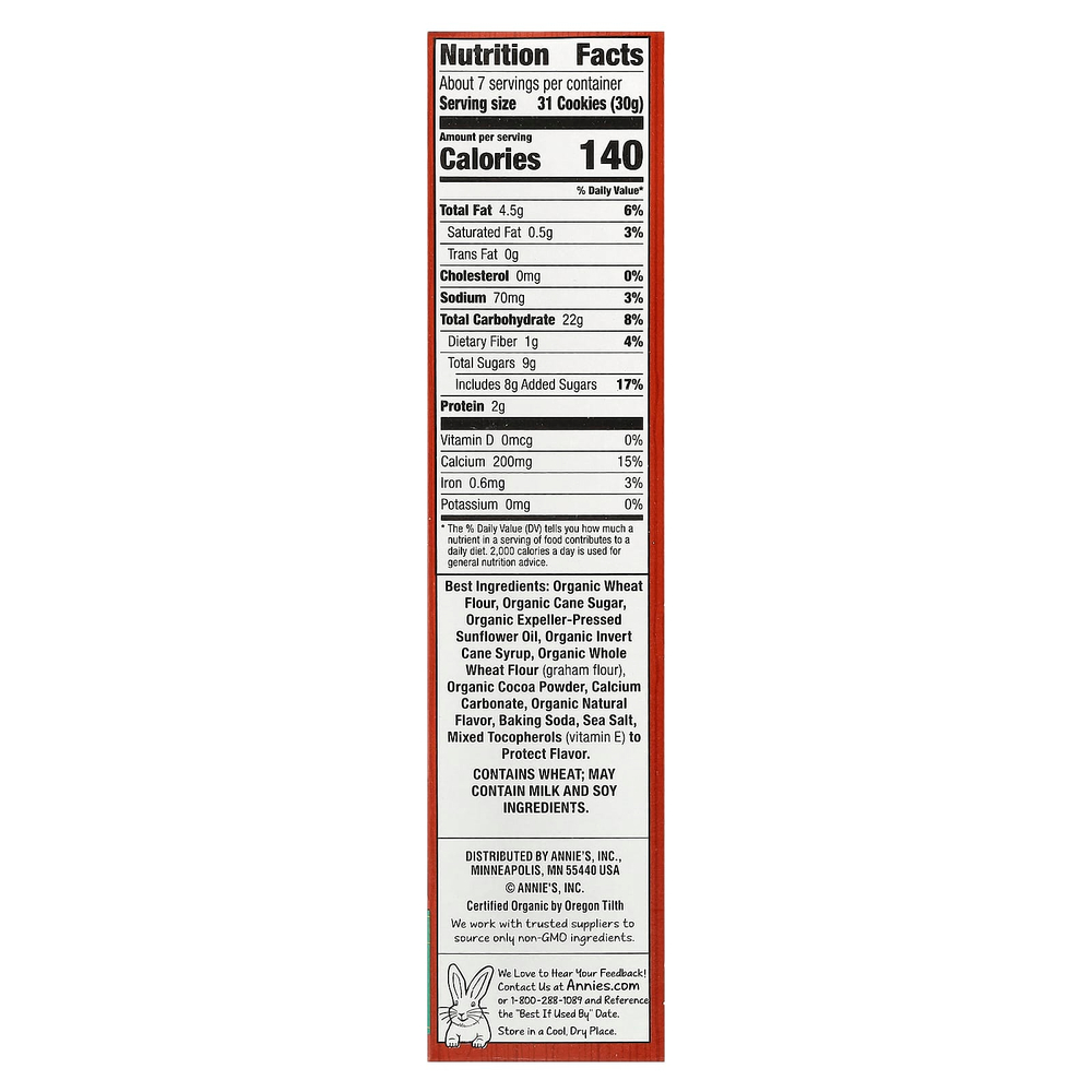 Annie's Homegrown, Organic Bunny Grahams ™, шоколад, 213 г (7,5 унции)