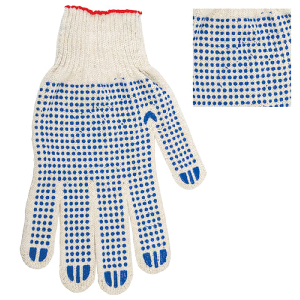 Перчатки хлопчатобумажные, КОМПЛЕКТ 5 пар, 10 класс, 40-42 г, 116 текс, ПВХ-точка, LAIMA "ЛЮКС", БЕЛЫЕ