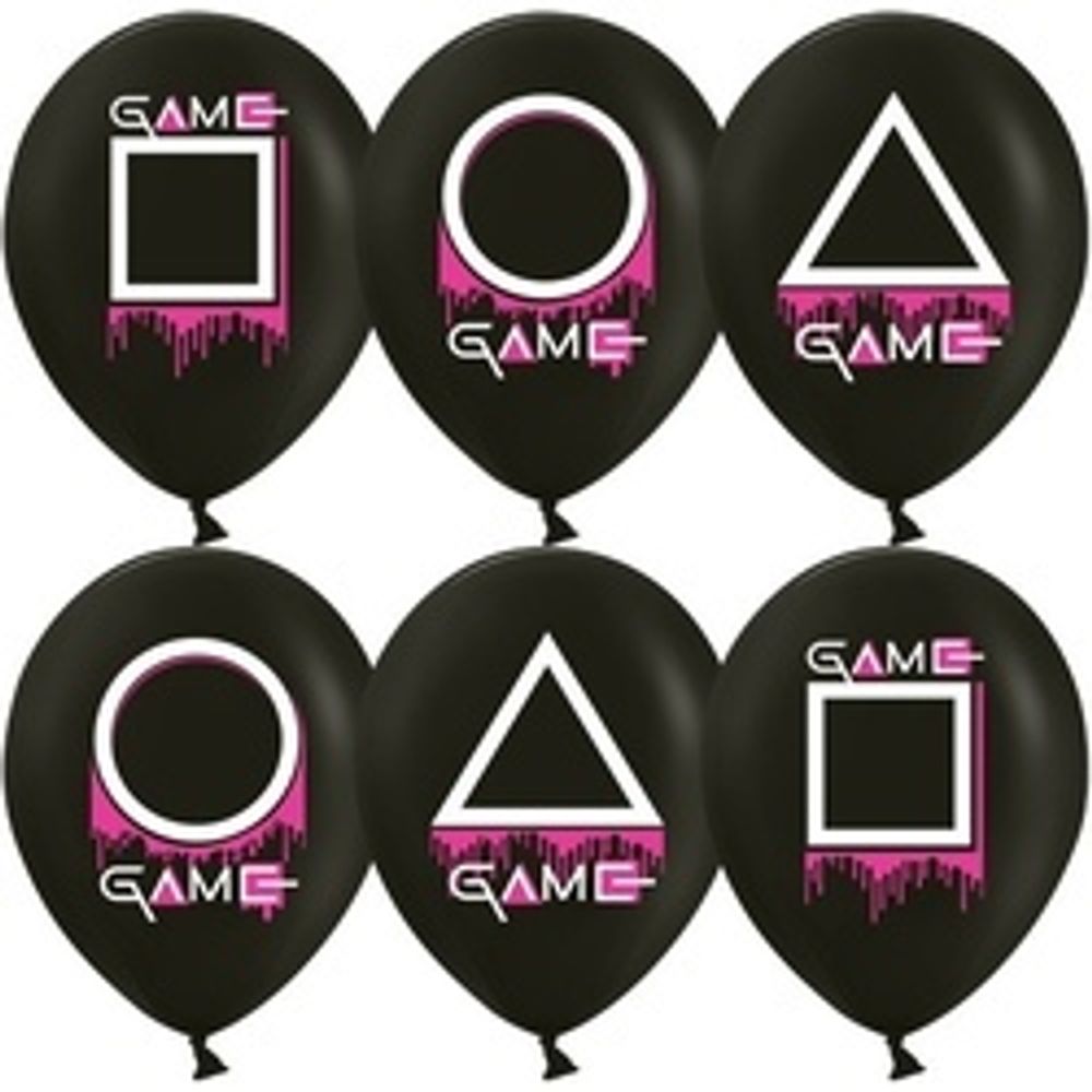 Шар (12''/30 см) Кальмаргейм, Игра в креветку, Черный, пастель, 2 ст 25 шт.