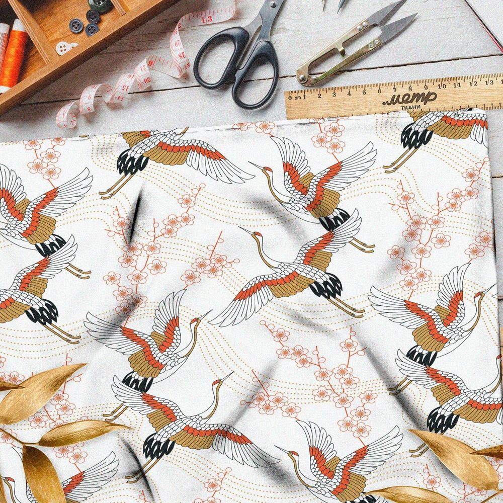 Ткань оксфорд 600 летящие журавли