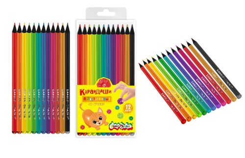 Карандаши цветные 12 цвета(ов) пл. КАЛЯКА-МАЛЯКА Стразы (КПКСКМ12)