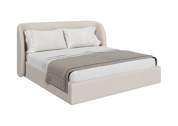 Кровать двуспальная Classic 180 см (молочный, рогожка)