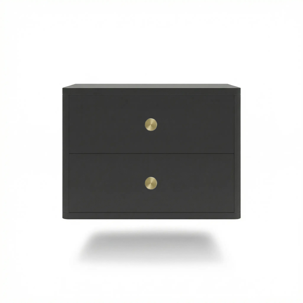 Тумба прикроватная подвесная ROYAL 5302 эко (Черный-р.золото)