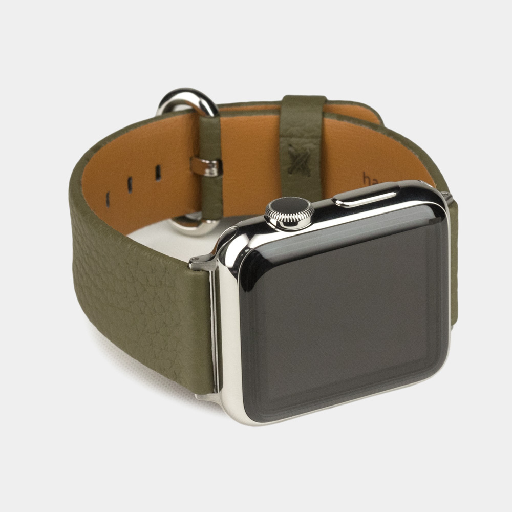 Ремешок для Apple Watch 40/41/42 mm из кожи теленка, зеленого цвета
