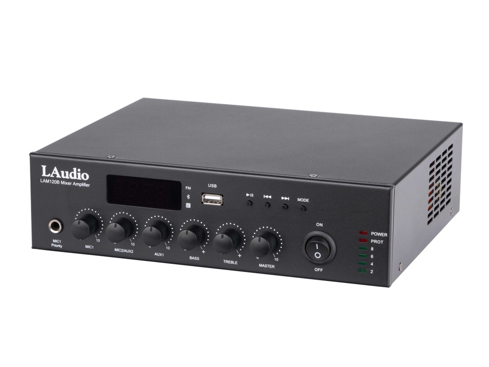 LAudio LAM120B Микшер усилитель мощности, трансляционный, 120Вт. Размеры: 247 х 198 х 66мм. Вес: 3,2кг.