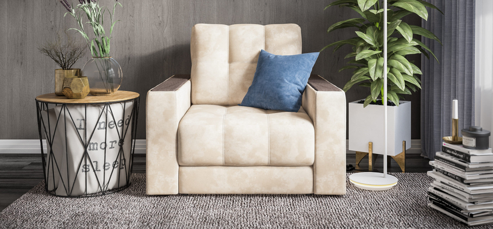 Босс кресло-кровать Велюр Алькантара пепел