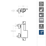 Смеситель термостатический для ванны с каскадным изливом и душевым комплектом AROLA 2639KNM черный