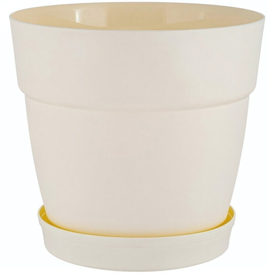 Горшок для цветов пластиковый 1,1л d-13см «Villa de Fiori» с фиксируемым поддоном, белоснежный жасмин