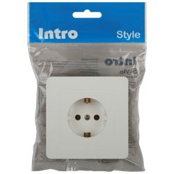 Розетка Intro Style 7-202-01 с заземлением 2P+E Schuko, 16А-250В, IP20, СУ, белый