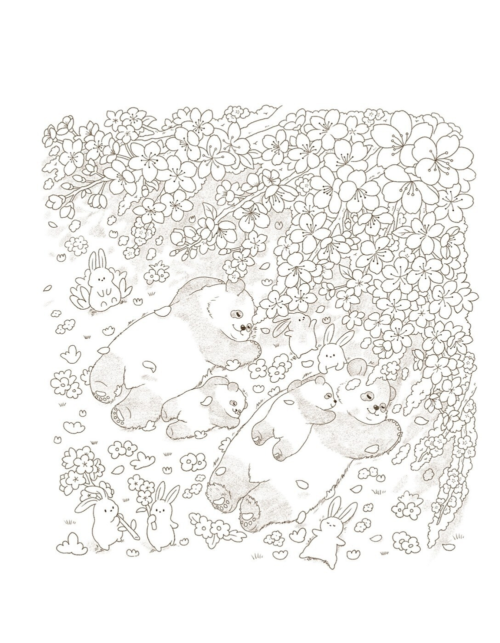 Panda Family's Four Seasons. Coloring Book