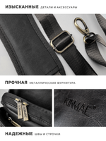 Сумка для ноутбука 15,6" и 17" с ремнем на плечо и 3 отделениями (Черная экокожа)