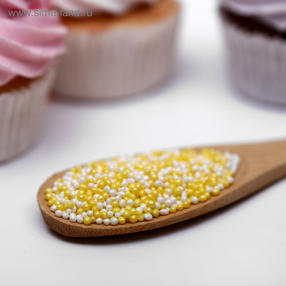 Бисер желтый/серебро, 50 г