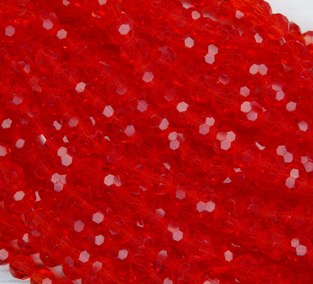 БШ009НН6 Хрустальные бусины "32 грани", цвет: красный прозрачный, размер 6 мм, кол-во: 39-40 шт.