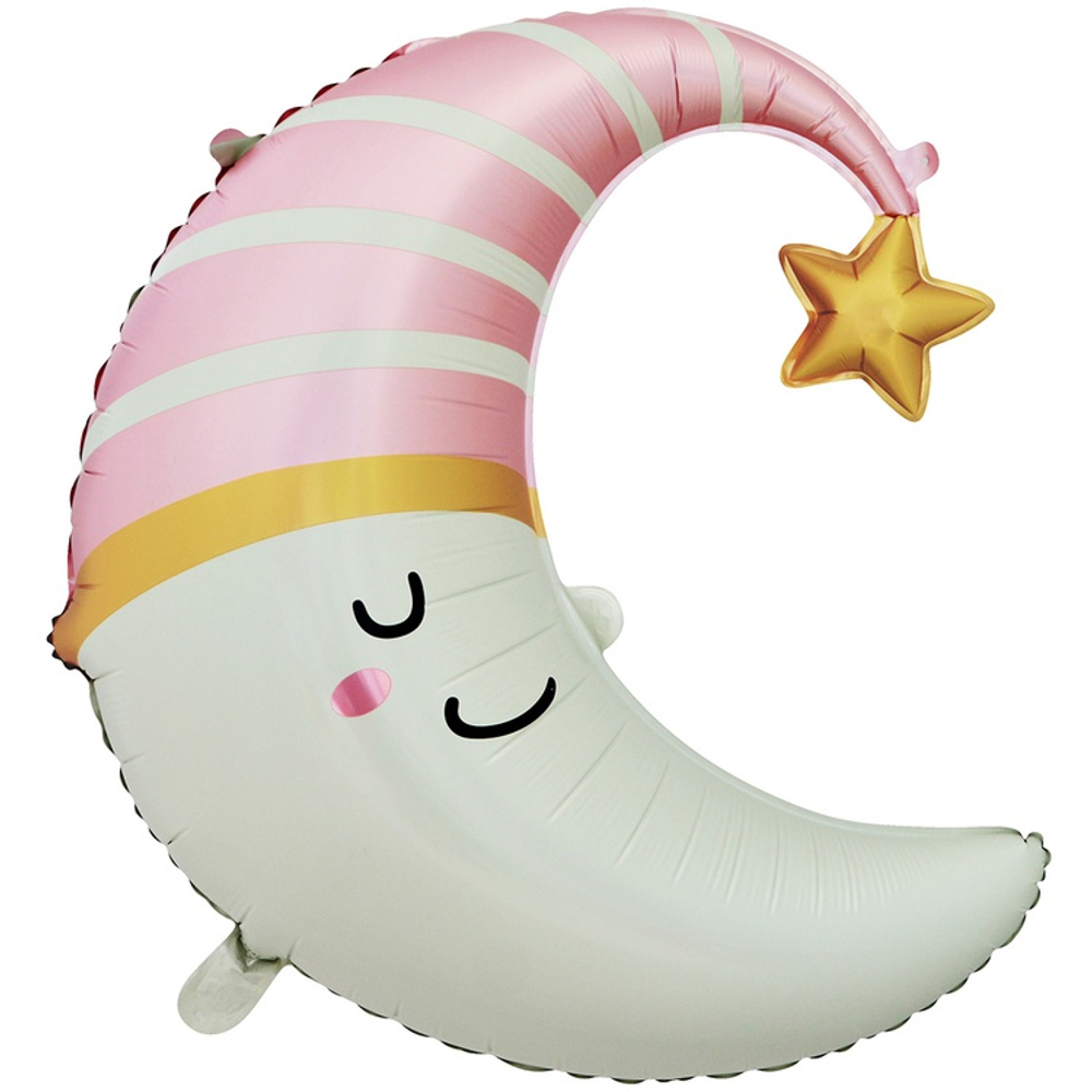 Фольгированный шар-фигура «Спящий полумесяц» в розовом цвете, 71 см