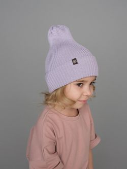 Шапка вязаная-резинка хлопковая КЭП(Лаванда)