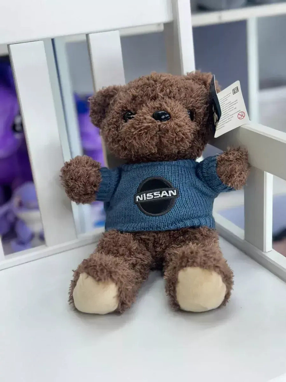 Мягкая игрушка мишка с надписью Ниссан Nissan 28 см