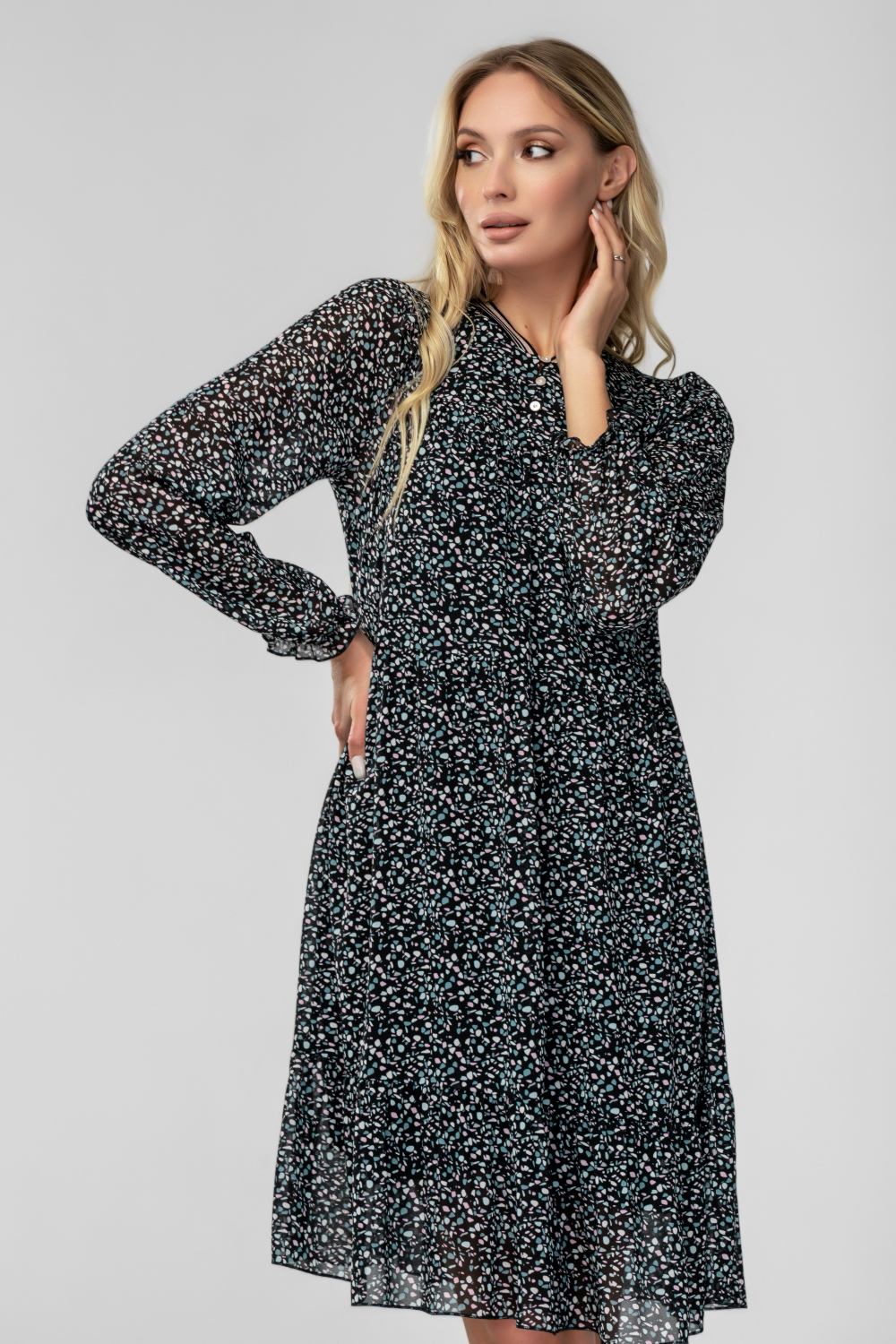 Шифоновое платье с длинным рукавом Тамбовчанка