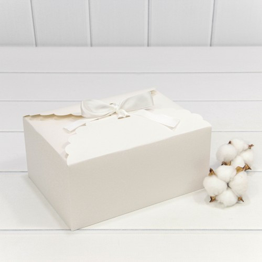 Коробка сборная 22х16х10 см с атласной лентой (Белый)