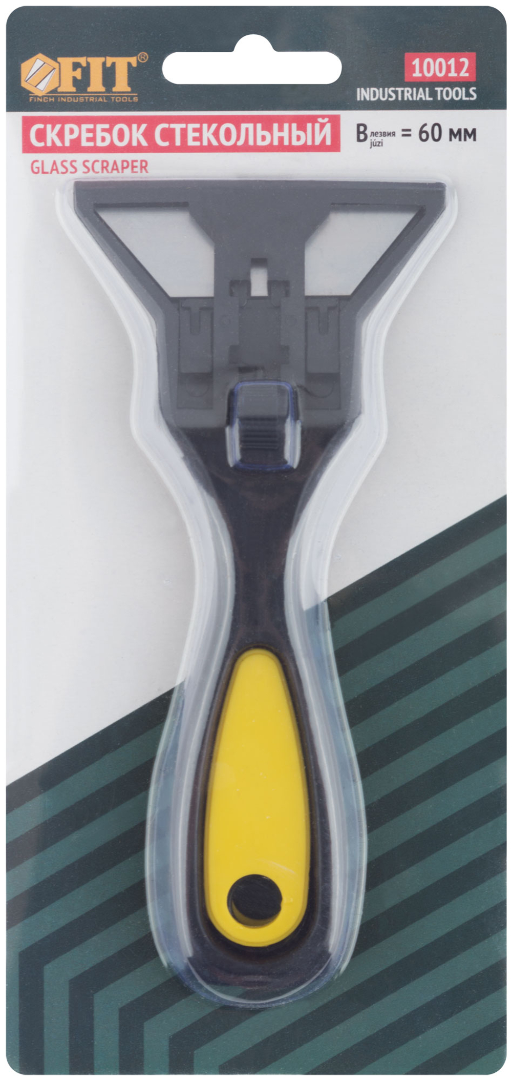 Скребок стекольный усиленный пластиковый, ширина лезвия 60 мм FIT