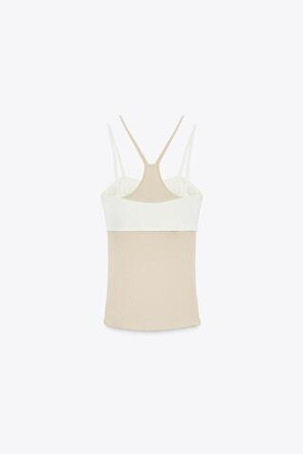 ZARA ТОП С ЭФФЕКТОМ МНОГОСЛОЙНОСТИ, ЭКРЮ/БЕЖЕВЫЙ