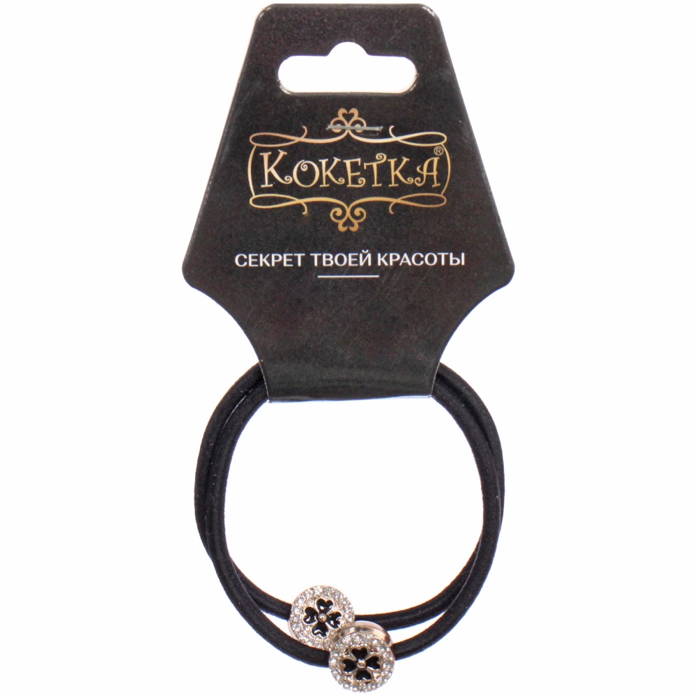 Резинка для волос в наборе 2шт «DesignPRO», круги, цвет черный / золото, d-5.5см