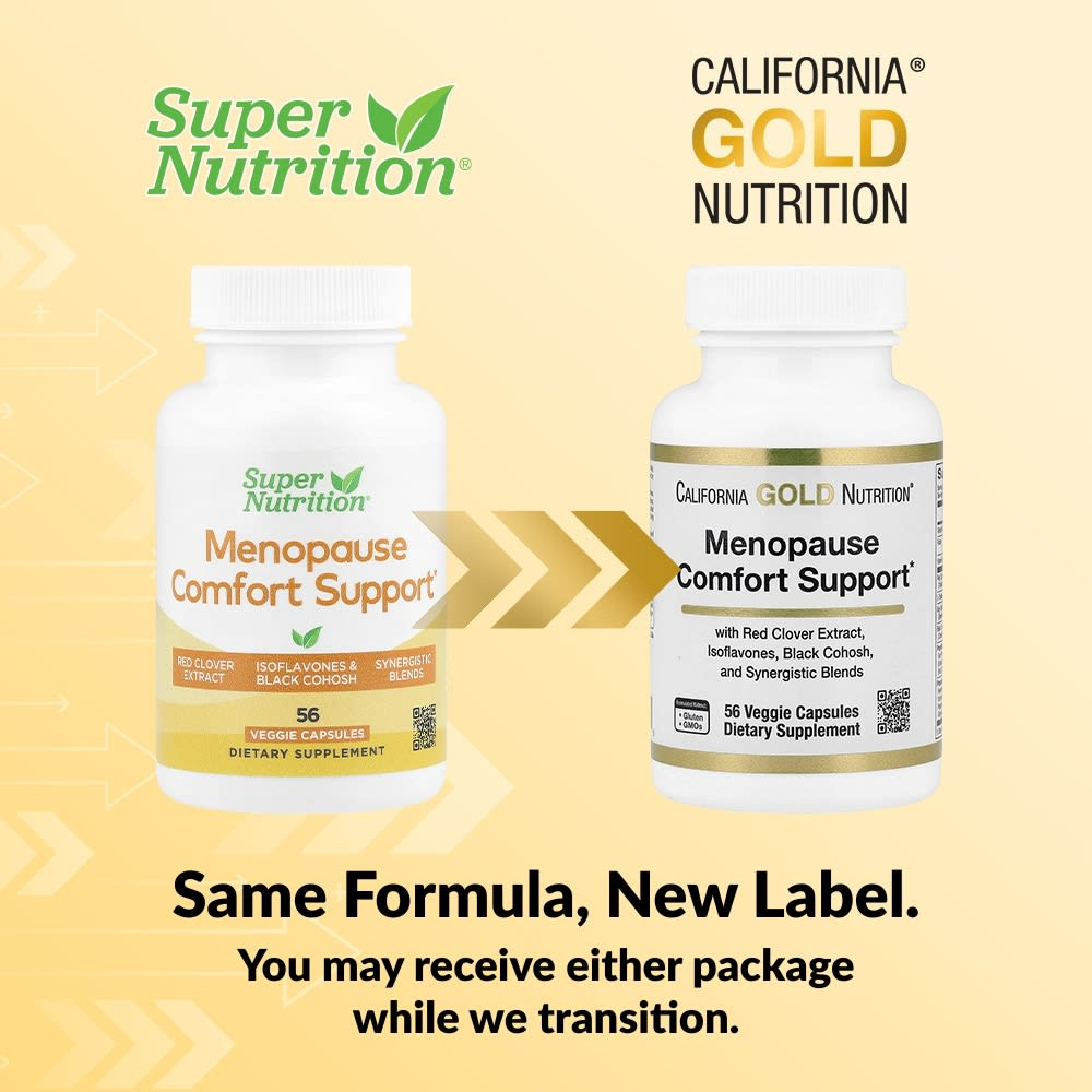 California Gold Nutrition, добавка для поддержки в период менопаузы, с фолатом, экстрактом красного клевера, витамином B12 и экстрактом ростков сои, 56 вегетарианских капсул