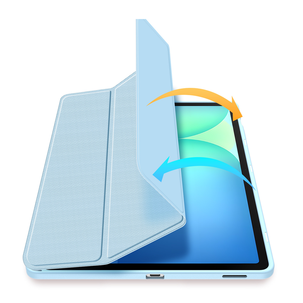 Чехол книжка синего цвета от Dux Ducis для Samsung Galaxy Tab S10 FE Plus, серия Toby Series Case, с функцией пробуждения и сна
