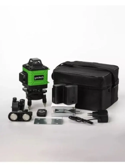 Лазерный строительный уровень нивелир 4D 16 линий зеленый луч 360 с триподом, пультом, кронштейнами, YouTech