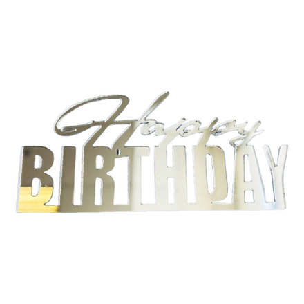 Топпер надпись для торта «Happy Birthday 10», серебро