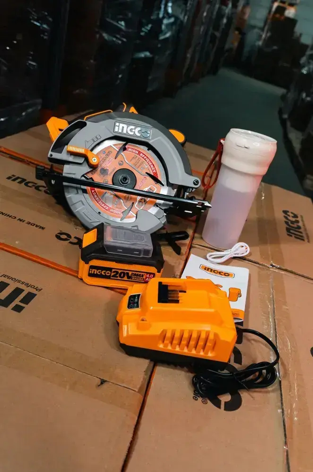 Акк. Дисковая пила 185мм +4Ач+ЗУ 20В б/щ + акк. Блендер INGCO COSLI240207 с НДС