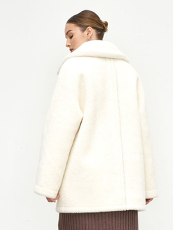 Двусторонняя дубленка из овечьей шерсти тедди чебурашка, капучино, SilverFox