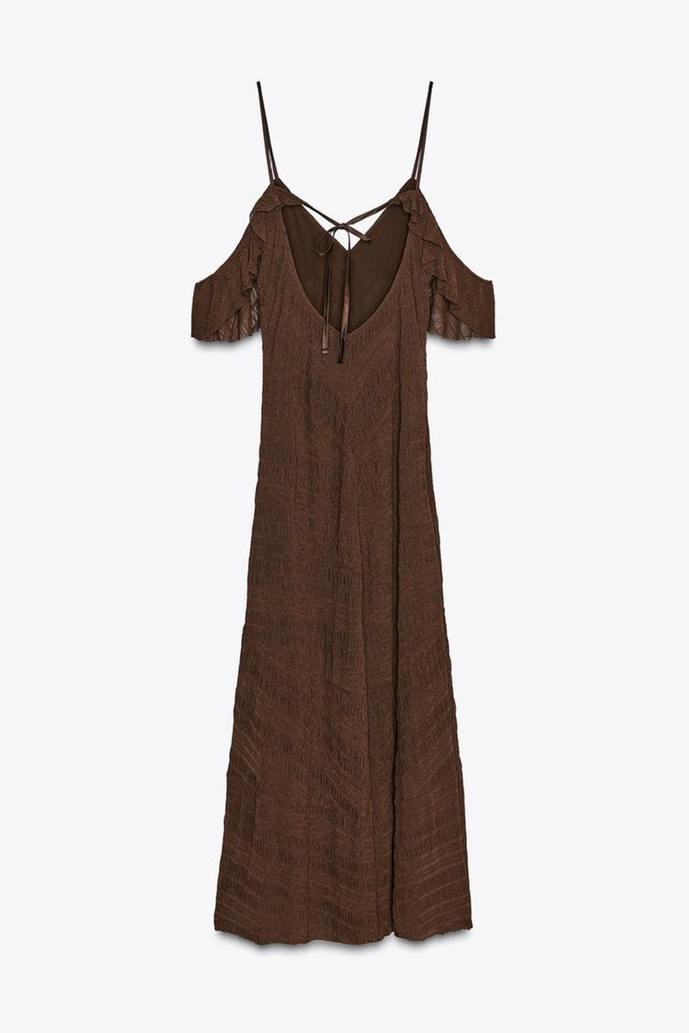 ZARA ПЛАТЬЕ МИДИ, ШОКОЛАДНЫЙ