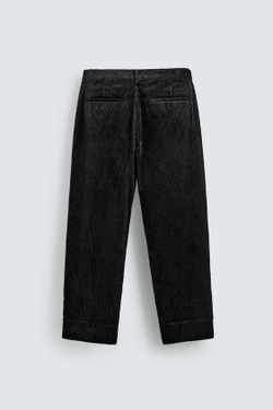 ZARA ВЕЛЬВЕТОВЫЕ БРЮКИ СВОБОДНОГО КРОЯ, ЧЕРНЫЙ