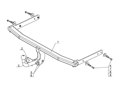 Фаркоп для Volkswagen Jetta VI 2011-2019 Тип шара: A. Нагрузки: 1500/75 кг, VW 32