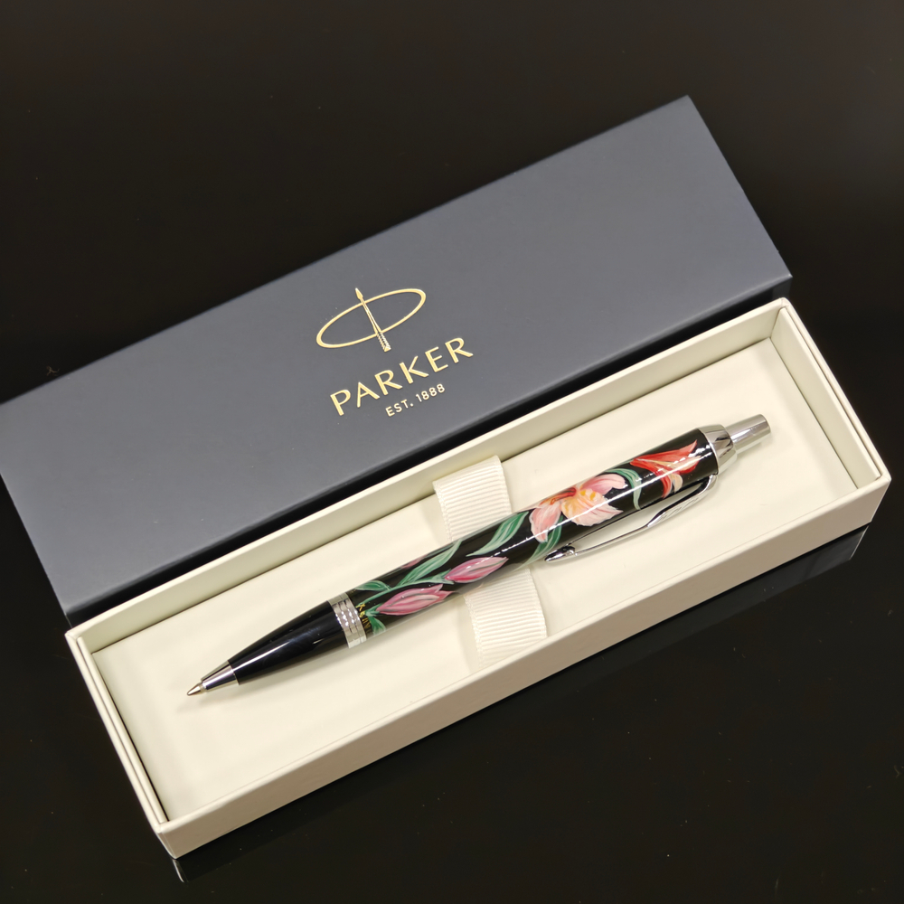 Ручка шариковая Parker "Лилии" №2 с ручной росписью в коробке