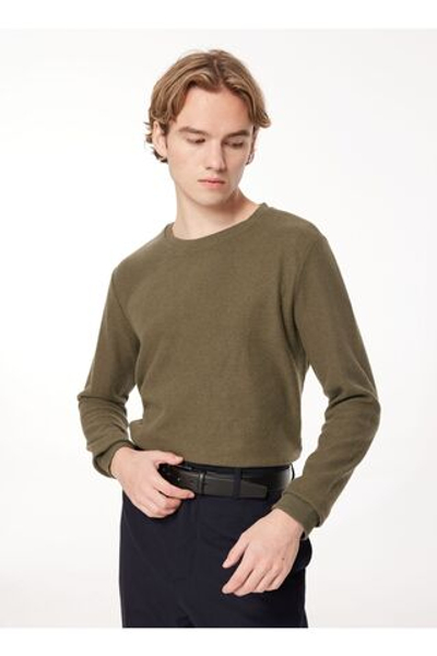 Мужская однотонная зеленая толстовка с велосипедным воротником People By Factory Spbf3wm-swt5009