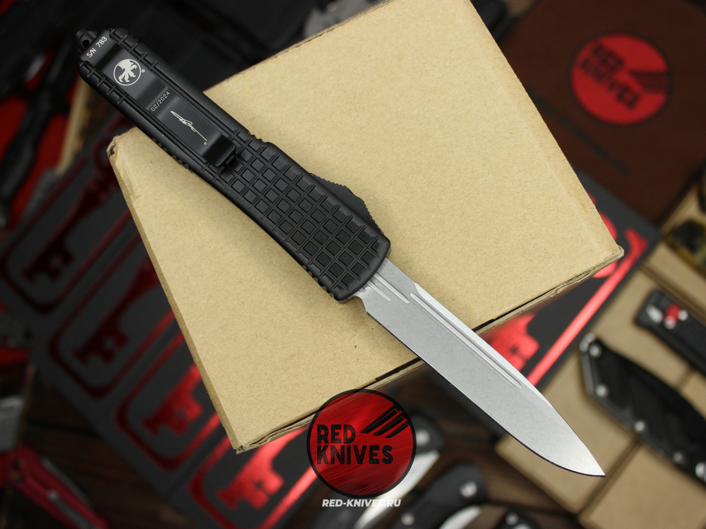 Нож Microtech Ultratech DELTA S/E A+++ - черная рукоять , клинок апокалиптик