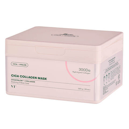 Набор тканевых масок с коллагеном для эластичности кожи VT Cosmetics Cica Collagen Mask, 30шт внутри