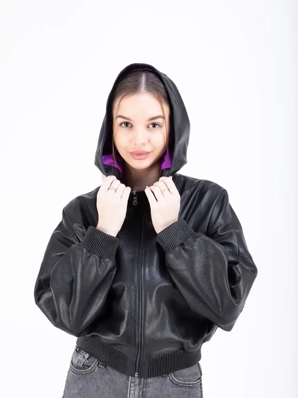 Куртка женская  кожаная оверсайз