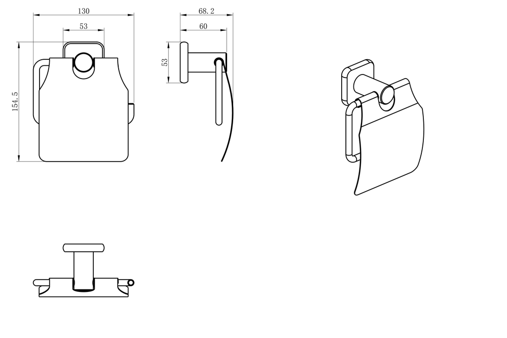 Держатель для туалетной бумаги с крышкой WONZON & WOGHAND, Темный графит (WW-V1802-GM)