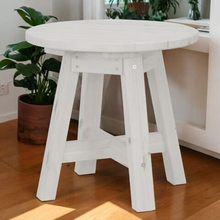 Столик деревянный круглый Осло из сосны для дома и улицы 60х60 см, белый